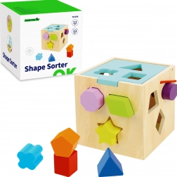 Cube de tri en bois TOOKY TOY avec motifs colorés 13 pièces