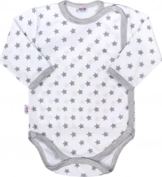 Body bébé à ouverture intégrale New Baby Classic II gris avec petites étoiles