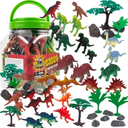 Figurines de dinosaures en seau avec accessoires 40 pcs BOLEY