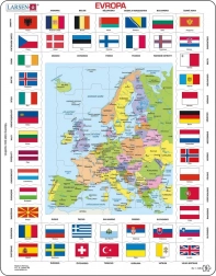 Puzzle Carte de l’Europe et drapeaux 70 pièces