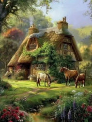 Peinture diamant Chalet forestier kit créatif 30x40 cm