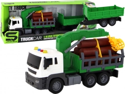 Camion forestier vert avec grue et remorque 1:16 avec sons et mécanisme à friction