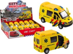 Modèle d'ambulance 1:32 avec portes ouvrantes et effets lumineux et sonores - jaune