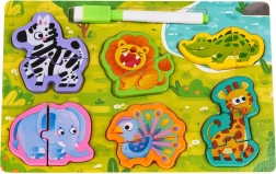 Tableau en bois double face avec puzzles d’animaux – Safari
