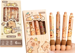 Set de stylos Capybara 6 pièces encre bleue