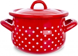 Casserole émaillée avec couvercle rouge à pois 16 cm, 2,3 l