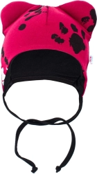 bonnet en coton pour enfant avec oreilles New Baby Paw rose foncé (6–9 mois)