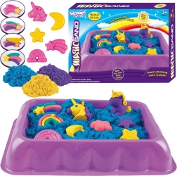 sable cinétique 0,6 kg licornes et arcs-en-ciel avec plateau et moules Woopie