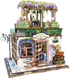 Puzzle 3D en bois – boutique de fleurs avec effets lumineux