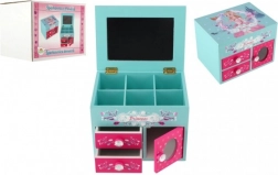 boîte à bijoux en bois Princess avec miroir et 3 tiroirs