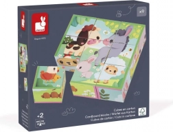 cubes en bois illustrés ferme 9 pcs – JANOD