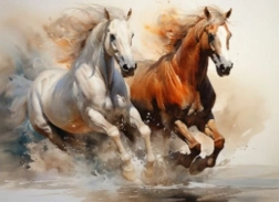 Peinture diamant chevaux au galop 30 × 40 cm