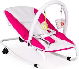 Transat pliable à bascule pour bébé avec jouets, blanc-rose