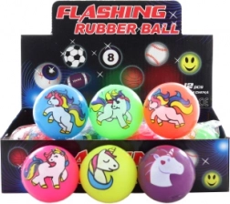 Balle en caoutchouc licorne lumineuse 5,5 cm