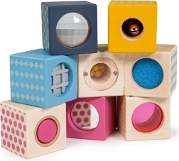 Cubes sensoriels en bois FSC BIGJIGS TOYS, 8 pcs