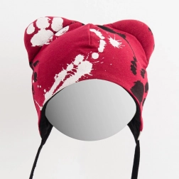 Bonnet bébé en coton avec petites oreilles NEW BABY rose foncé