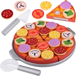 Ensemble de Pizza en Bois pour Enfants avec Accessoires Amovibles
