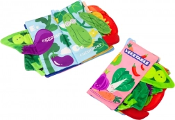 Livre textile souple pour bébés – légumes, pages bruissantes et sifflets