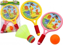 Raquettes de badminton Animaux pour enfants Jaune Rose