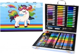 Set artistique en étui avec licorne Bleu 150 pcs