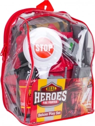 Mega set du petit pompier dans un sac à dos transparent (18 pièces)