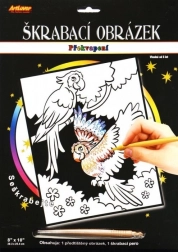 Image à gratter avec surprise Deux perroquets 20x25 cm