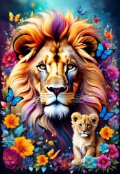 Puzzle Amour maternel : lions 1000 pièces