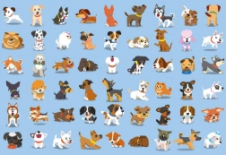 Puzzle avec des autocollants Chiots 250 pièces
