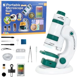 Microscope éducatif portable 2‑en‑1 pour enfants 60x/180x avec accessoires