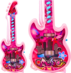 Guitare électrique rose pour enfants avec mélodies et solfège