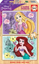Puzzle en bois EDUCA Princesses Disney Raiponce et ARIEL 2×25 pièces