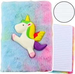 Carnet en peluche coloré avec licorne 3D