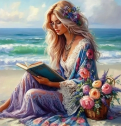 Peinture diamant Fille avec livre 30x40 cm