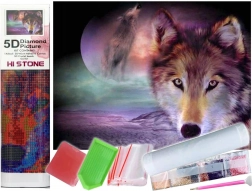 Peinture de diamant Loup Regard 30x40 cm