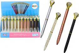 Stylo à bille avec diamant, à pois, encre bleue 0,7 mm (assortiment de couleurs)