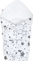 Couverture d’emmaillotage classique à lacets blanche avec petites étoiles grises NEW BABY