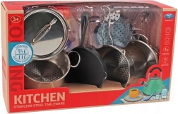 Set de cuisine en métal pour enfants, 17 pièces