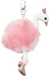 Porte-clés en peluche Cygne rose 12 cm