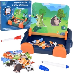 Tableau magnétique 2-en-1 avec puzzles magnétiques d’animaux et surface effaçable pour dessiner