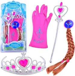 Ensemble de costume Princesse avec couronne et tresse – Rose