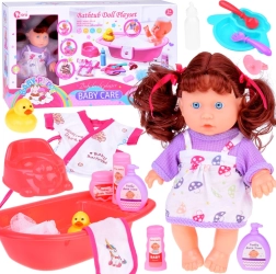 Poupée bébé interactive parlante avec baignoire et accessoires de bain