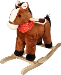 Cheval à bascule en peluche brun pour enfants