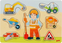 Puzzle en bois à encastrer ouvrier du bâtiment GOKI