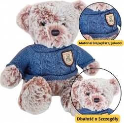 Ourson en peluche avec pull bleu 21cm