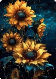Peinture diamant tournesols dans la nuit 30 × 40 cm