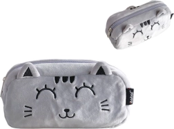 Trousse en peluche chat gris cat lovers