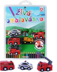 Coloriage vivant sauveteurs – set de 3 petites voitures à rétrofriction