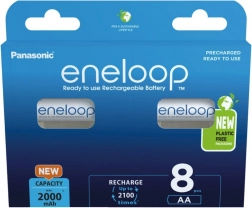 Piles rechargeables Eneloop AA 2000 mAh, lot de 8