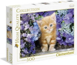 Puzzle Chaton parmi les fleurs 500 pièces