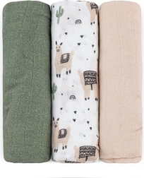 Petite&Mars lot de langes en mousseline de bambou Moussy llama vibes 68 × 68 cm (3 pcs)